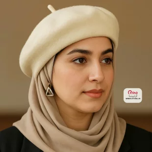 کلاه برت مدل کلاه فرانسوی زنانه و دخترانه رنگ شیری