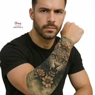 ساق دست طرح تاتو مردانه/ زنانه پارچه ای طرح leopard