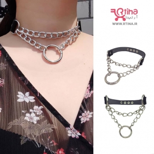 گردنبند چوکر آویز دار بلند طرح حلقه ای