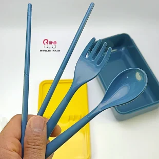 ظرف نگهداری غذا (لانچ باکس) + قاشق چنگال + یک جفت چاپستیک