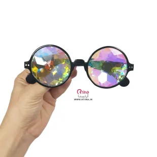 عینک فانتزی رنگی گرد /شیشه منشوری مدل colorful