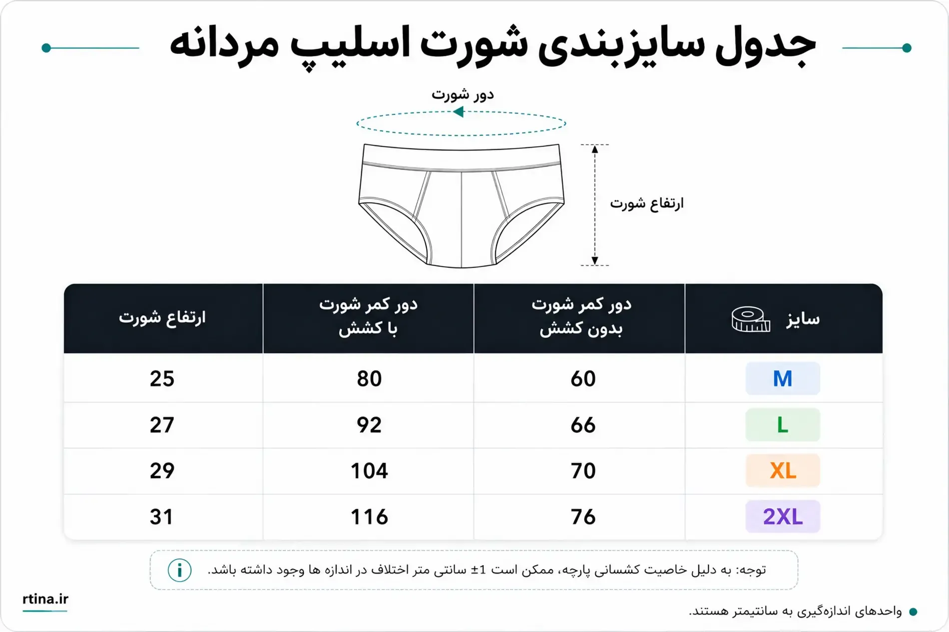 جدول انتخاب سایز