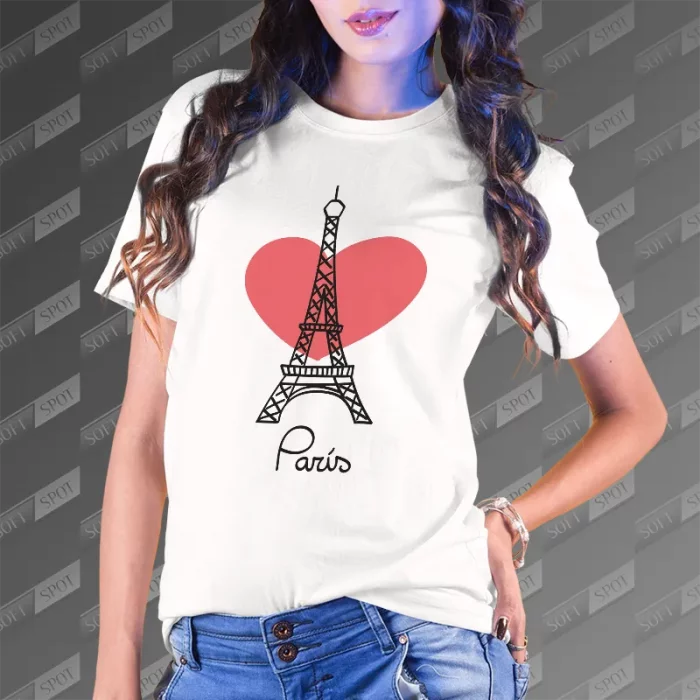 تیشرت زنانه طرح Paris Love TS-848