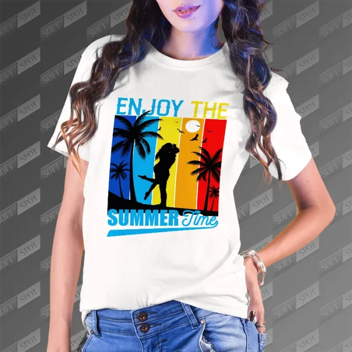 تیشرت زنانه طرح Enjoy the Summer Time TS-866