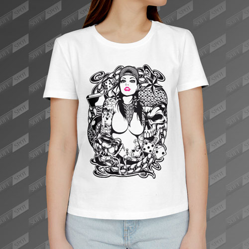 تیشرت زنانه طرح Rockabilly Girl TS-346