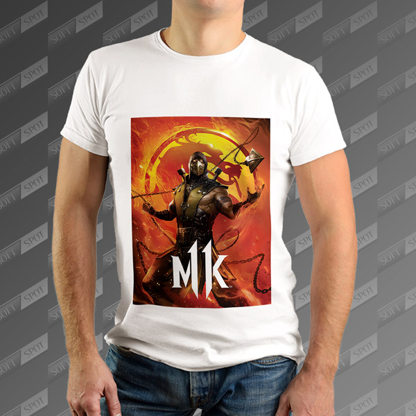 تیشرت مردانه طرح Mortal Kombat Scorpion 11 TS-408