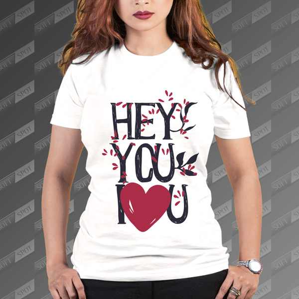 تیشرت زنانه طرح Hey You I Love U TS-474