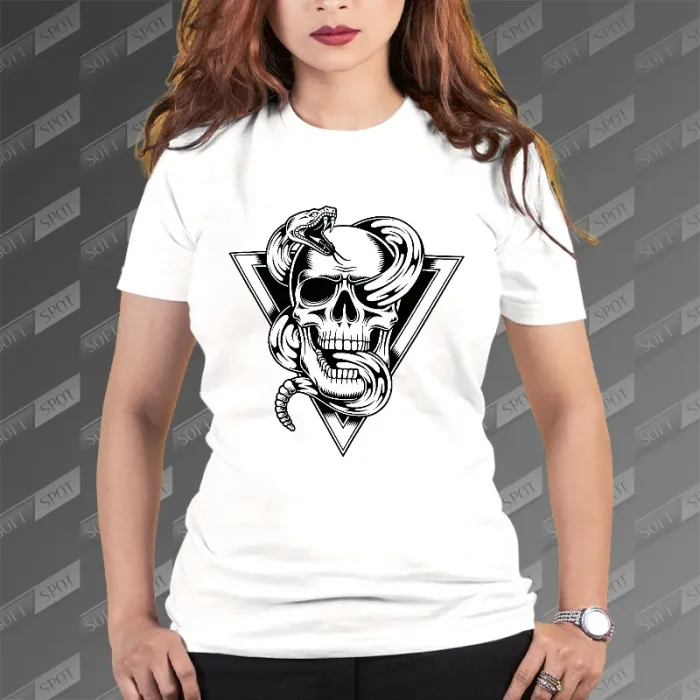 تیشرت زنانه طرح Skull and Snake TS-549
