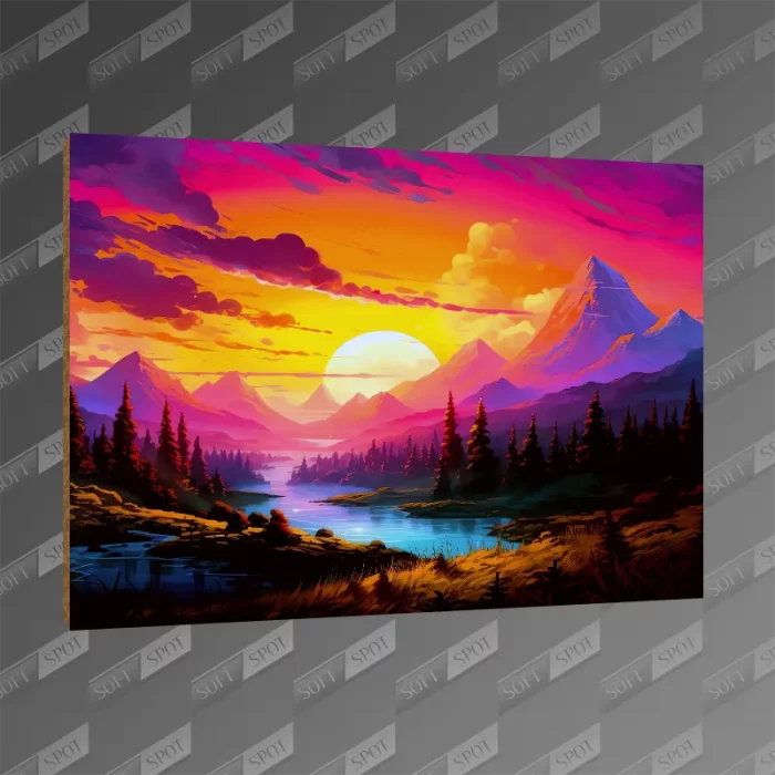 تخته شاسی طرح Mountain Landscape Illustration MDF-146