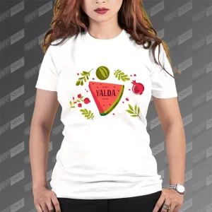 تیشرت زنانه طرح Happy Yalda Night TS-694