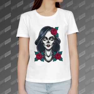 تیشرت زنانه طرح Dia de Muertos TS-351