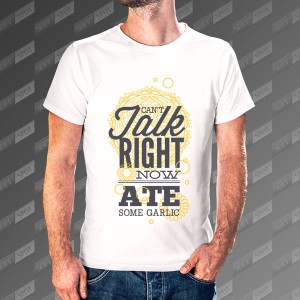 تیشرت مردانه طرح Cant Talk right now Ate some garlic TS-433