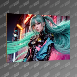 تخته شاسی طرح Beautiful Cyborg Girl with Blue Hair MDF-150