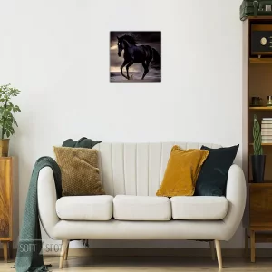 تخته شاسی طرح A Beautiful Black Horse Painting MDF-156