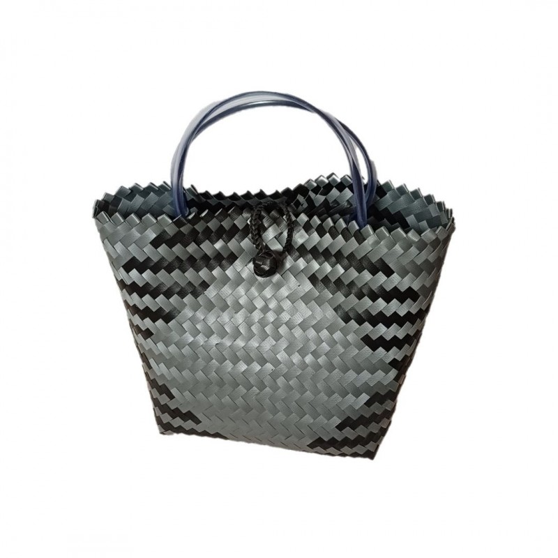 زنبیل تسمه بافی(رنگ طوسی )