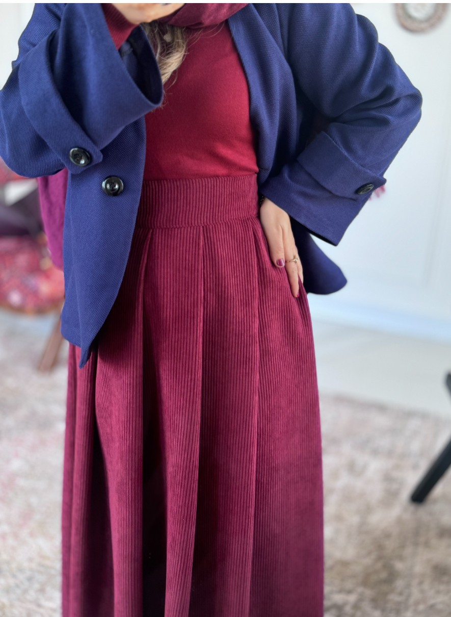 دامن زنانه کبریتی زرشکی