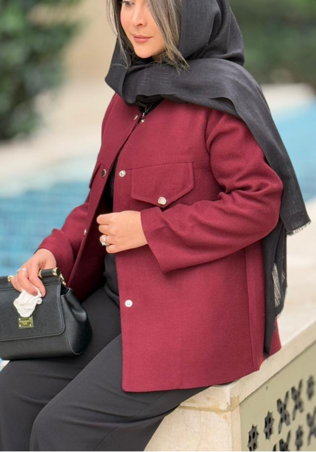 مانتو زنانه مدل الگانت زرشکی ارسال فوری