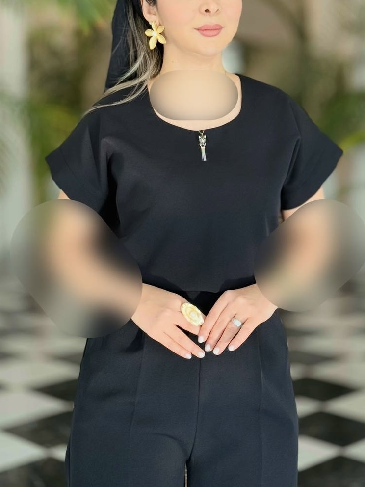 تاپ یقه گرد کرپ زنانه