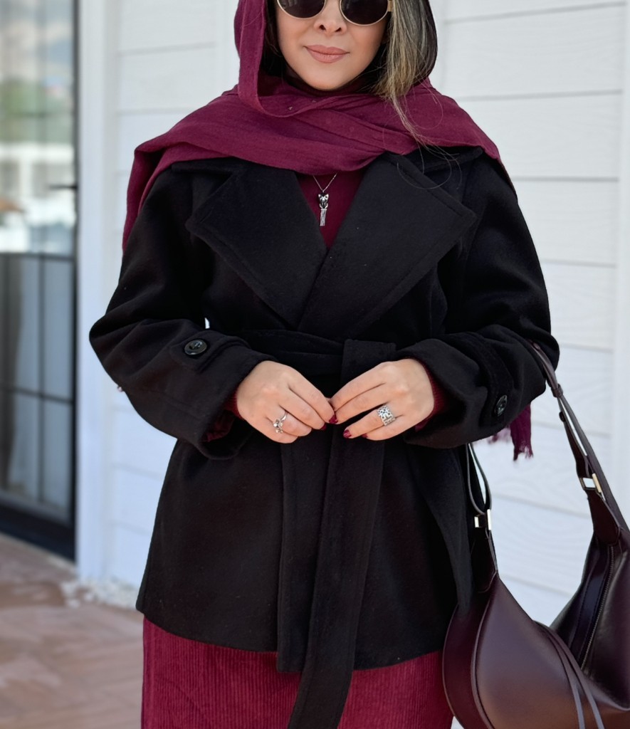 پالتو زنانه مدل فوتر مشکی ارسال فوری
