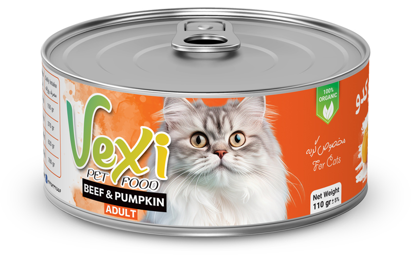 کنسرو گربه وکسی گوشت گوساله و کدو