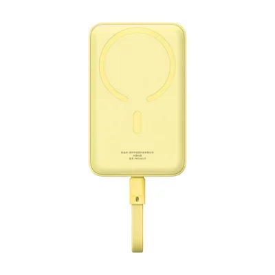 پاوربانک بیسوس مدل Magnetic Mini Wireless Fast Charge Type-C Edition Lemon Yellow ظرفیت 10000 میلی آمپر ساعت