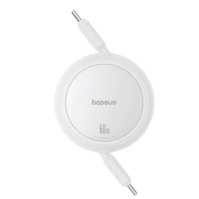 کابل دو سر تایپ سی بیسوس مدل Baseus Free2Pull Mini Charging Cable 60w 1m Moon White