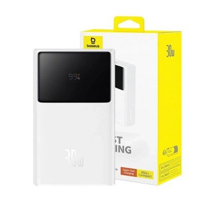 پاوربانک بیسوس مدل Star-Lord Digital Display Fast Charging 30W Moon White OS ظرفیت 10000 میلی آمپر ساعت