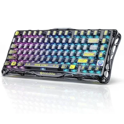 کیبورد مخصوص بازی گراوا استار مدل GravaStar Mercury K1 Lite Transparent Black