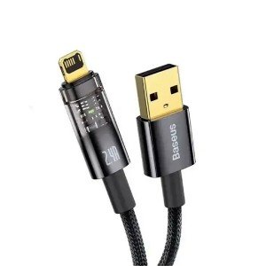 کابل USB to Lightning بیسوس مدل Explorer Series Auto Power-Off Fast Charging 1m Black