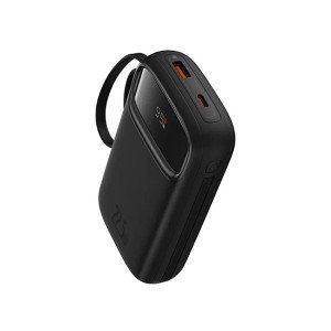 پاوربانک بیسوس مدل Qpow2 Dual-Cable Digital Display Fast Charge 22.5W Cluster Black ظرفیت 10000 میلی آمپر ساعت