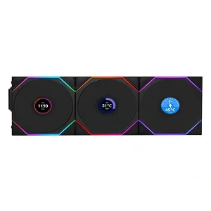فن کیس لیان لی مدل UNI FAN TL120 LCD Wireless Black بسته 3 عددی