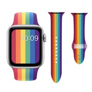 بند سیلیکونی مدل rainbow مناسب برای اپل واچ 42/44/45 میلیمتری