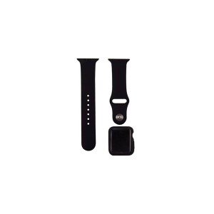 بند سیلیکونی همراه با کاور دارای گلس مناسب برای اپل واچ 38/40 میلیمتری