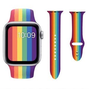 بند سیلیکونی مدل rainbow مناسب برای اپل واچ 38/40/41 میلیمتری