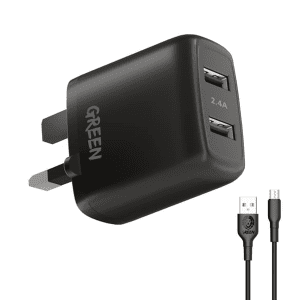 شارژر دیواری گرین لاین مدل GNC24AMCRBK به همراه کابل تبدیل Micro USB