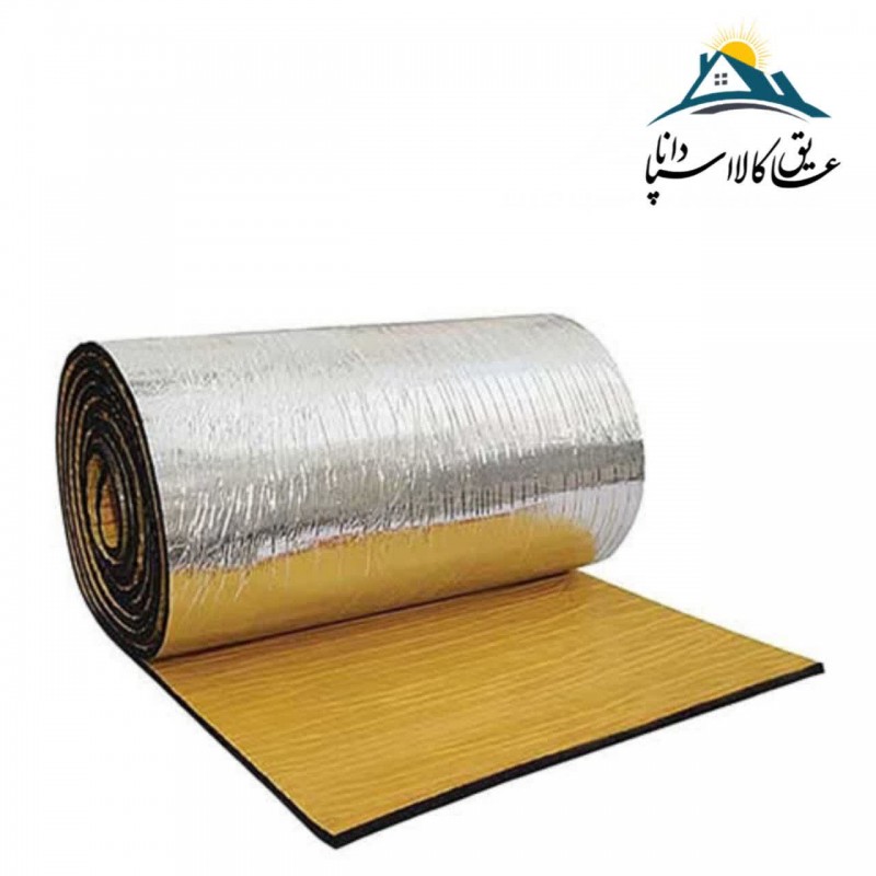 فوم الاستومری 9 میل 1×20 مترپشت چسبدار ساده با روکش الومینیوم 130 میکرون ا Elastomeric insulation 9 mm 1 x