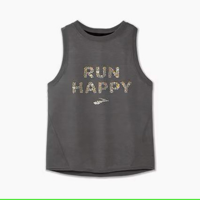 تاپ ورزشی زنانه بروکس مدل Brooks Women's Distance Graphic Tank|طوسی طرح دار