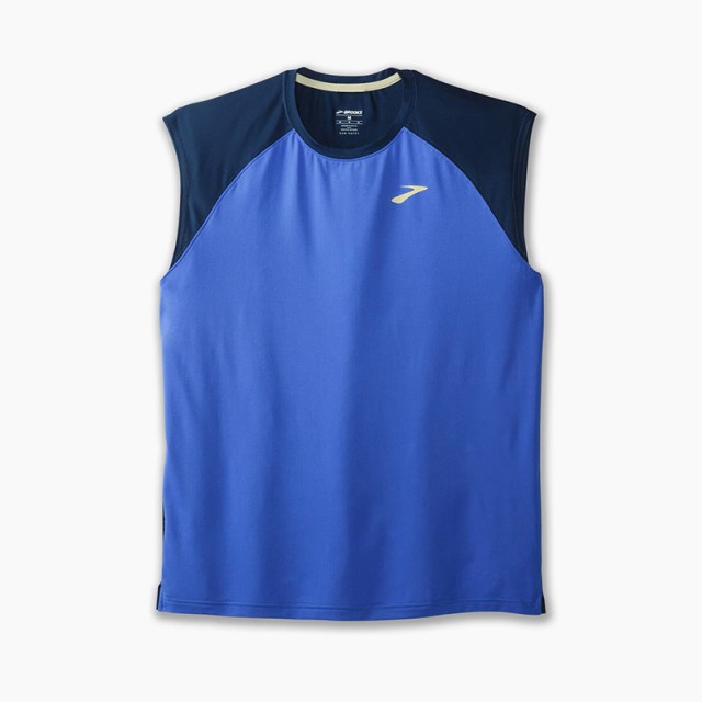 تاپ ورزشی مردانه بروکس مدل Brooks Mens Run  Within Sleeveless|آبی