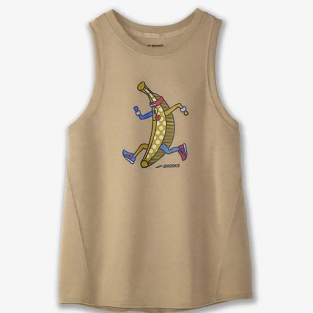 تاپ ورزشی زنانه بروکس مدل Brooks Women's Distance Graphic Tank Top|کرم طرح دار
