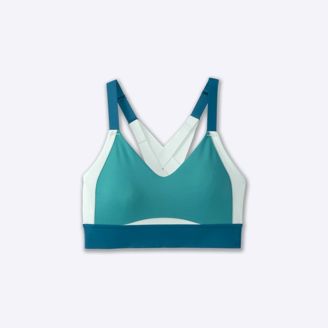 نیم تنه ورزشی زنانه بروکس مدل Brooks Interlace Sports Bra|سبز آبی