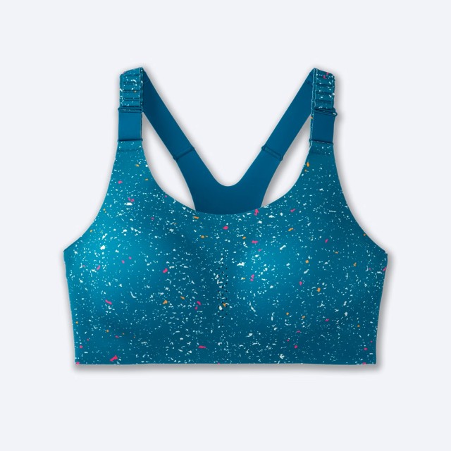 نیم تنه ورزشی زنانه بروکس مدل Brooks Racerback 2.0 Sports Bra|سبز آبی طرح دار