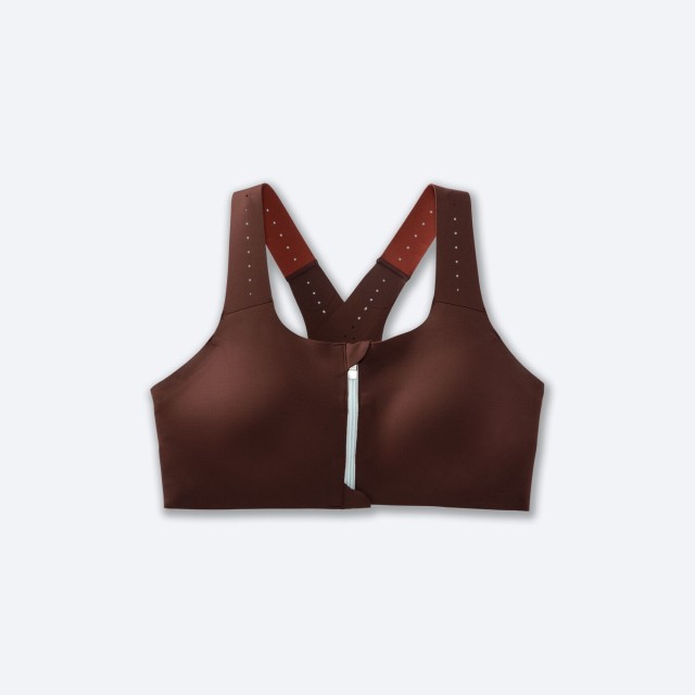 نیم تنه ورزشی زنانه بروکس مدل Brooks Dre Zip 2.0 Sports Bra|مسی کشمشی