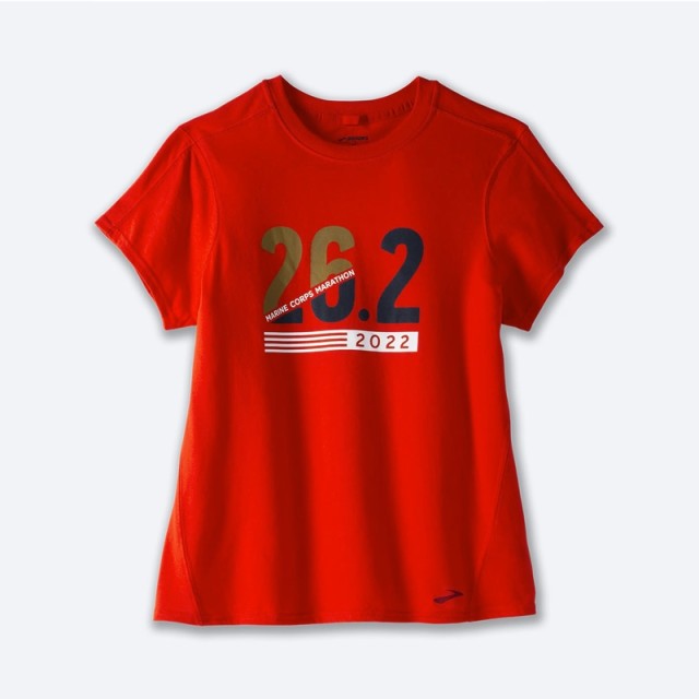 تیشرت ورزشی زنانه بروکس مدل Brooks Women's Distance Graphic Short Sleeve|قرمز