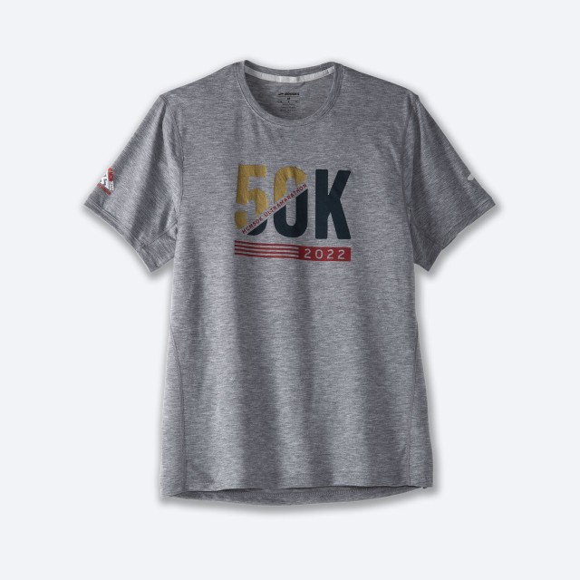 تیشرت ورزشی مردانه بروکس مدل Brooks Men's Distance Graphic Short Sleeve|طوسی