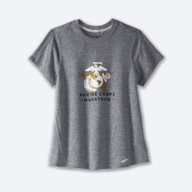 تیشرت ورزشی زنانه بروکس مدل Brooks Women's Distance Graphic Short Sleeve|طوسی طرح دار