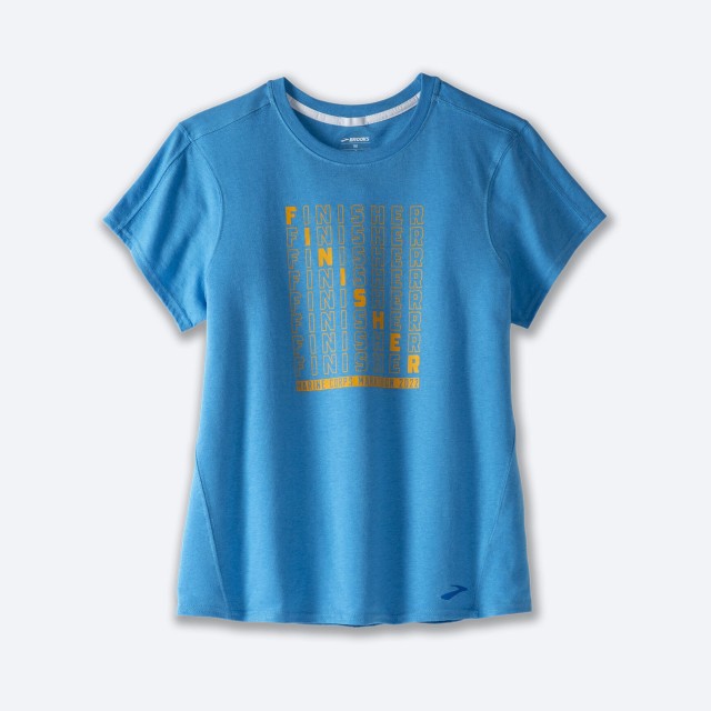تیشرت ورزشی زنانه بروکس مدل Brooks Women's Distance Graphic Short Sleeve|آبی طرح دار