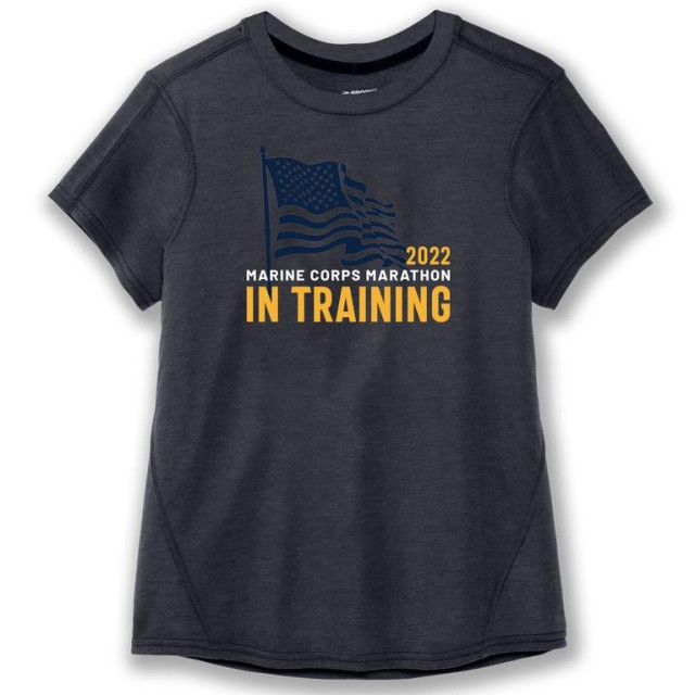 تیشرت ورزشی زنانه بروکس مدل Brooks Women's Distance Graphic Short Sleeve|طوسی طرح دار