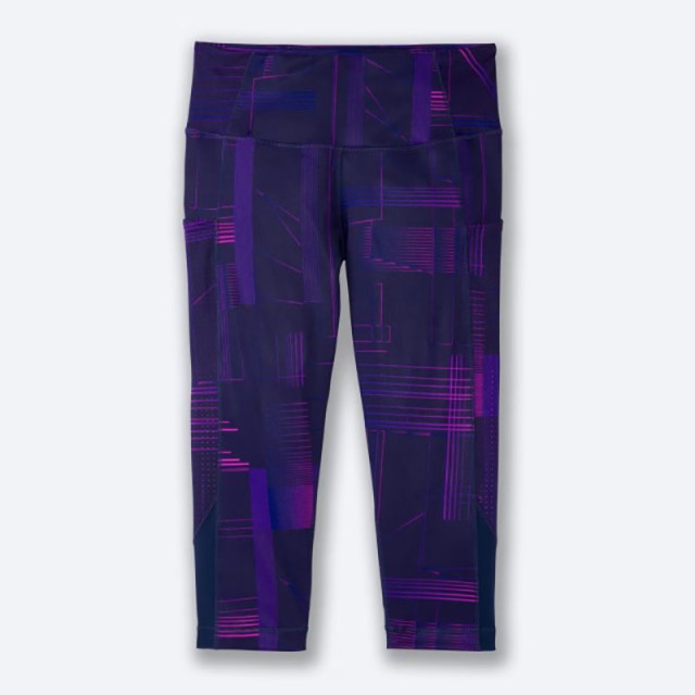 نیم لگ ورزشی زنانه بروکس مدل Brooks Women's Method 1/2 Crop Tight|سرمه ای طرح دار