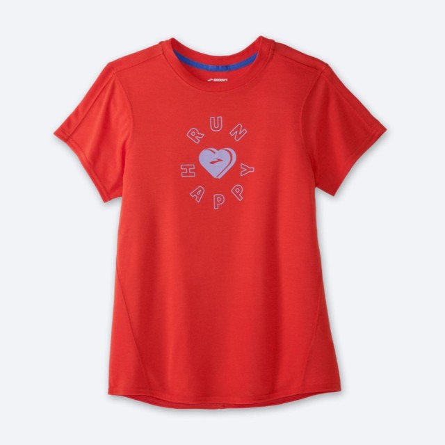 تیشرت ورزشی زنانه بروکس مدل Brooks Women's Distance Graphic Short Sleeve|قرمز