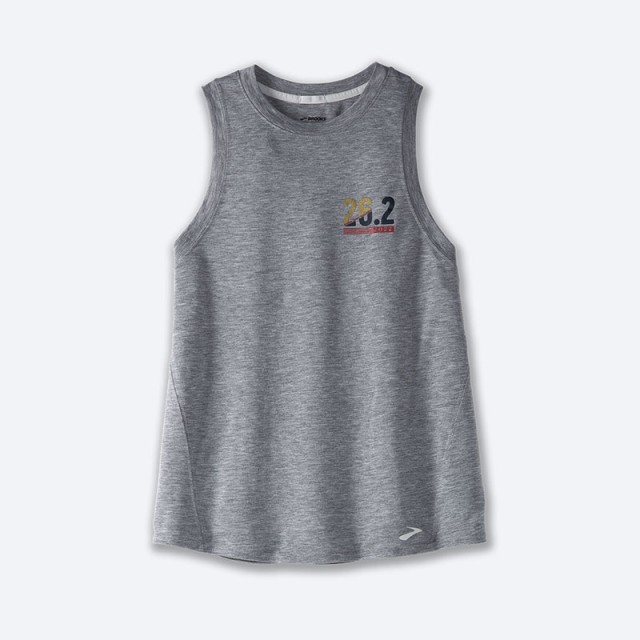 تاپ ورزشی زنانه بروکس مدل Brooks Women's Distance Graphic Tank|طوسی طرح دار